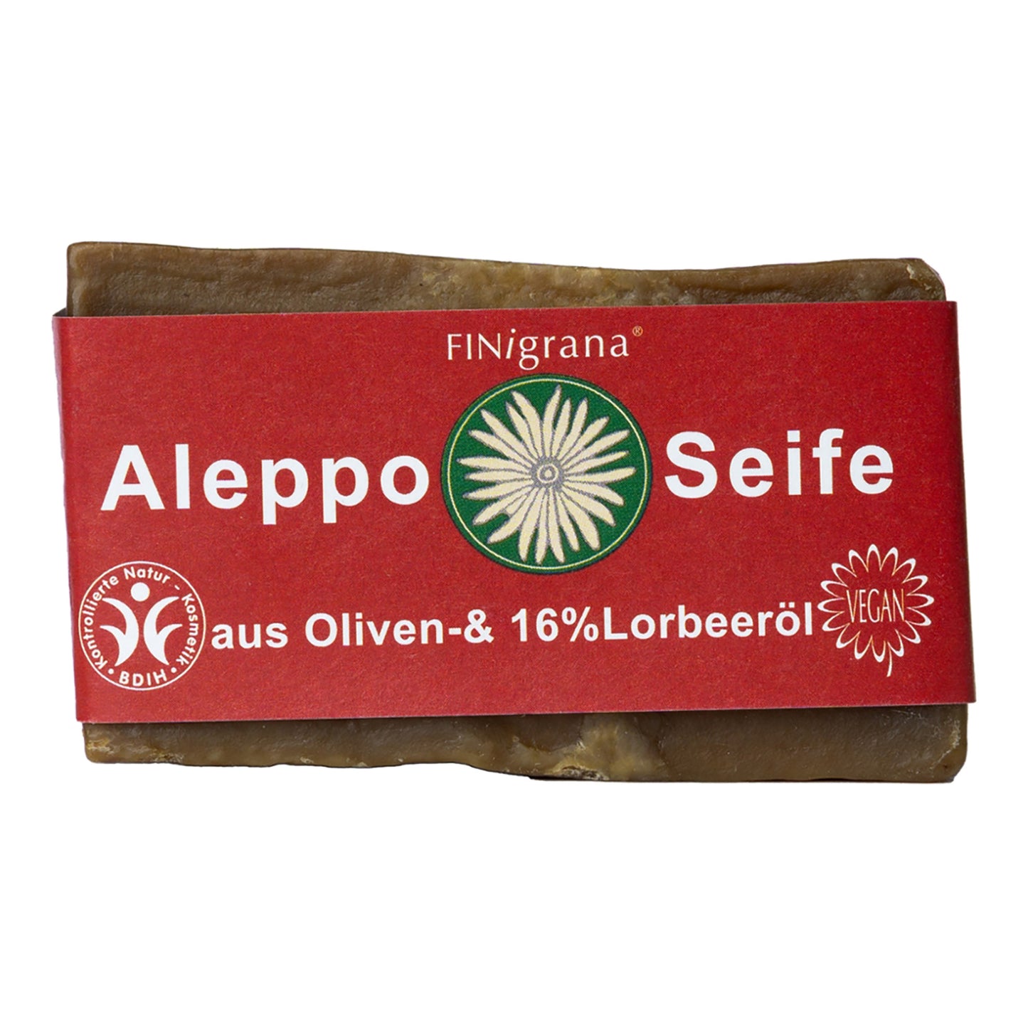 Aleppo Seife 16% Lorbeeröl von FINigrana – milde Naturseife, 180 g