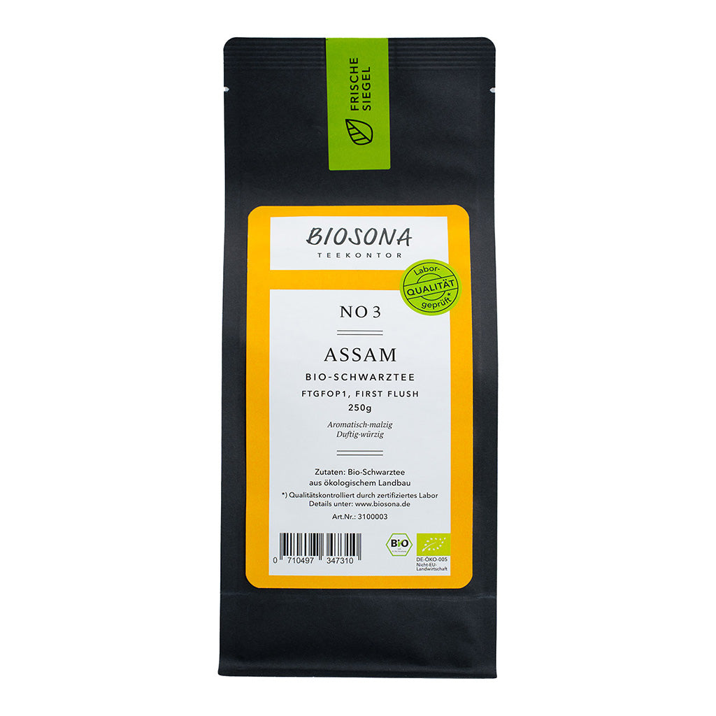 Schwarzer Bio-Tee Assam FTGFOP1, 250g von Biosona