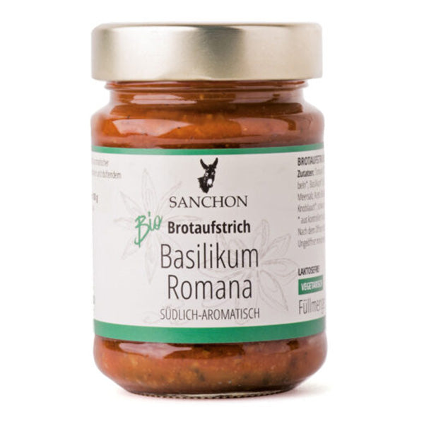 Bio Brotaufstrich Basilikum Romana von Sanchon, 190g