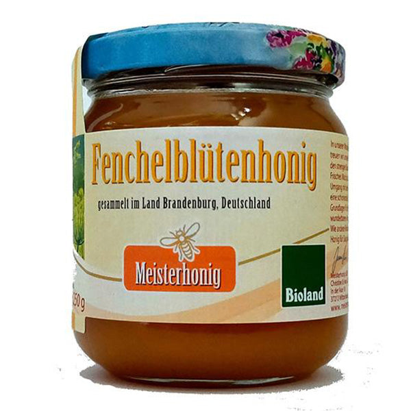 Bio Fenchelblütenhonig aus Deutschland von Meisterhonig, 250 g, Bio Honig mit fruchtig-würziger Fenchelnote
