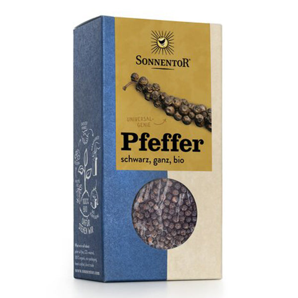 Bio Gewürz Pfeffer schwarz, ganz von Sonnentor, 55g, vegan