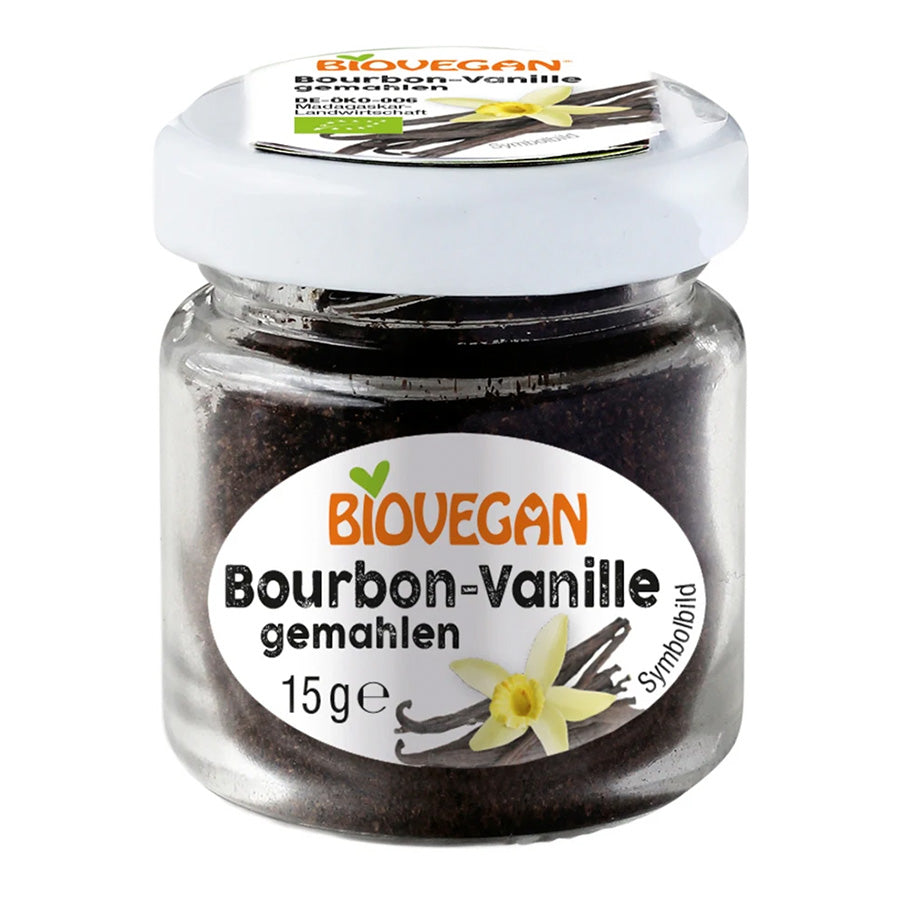 Bio Gewürz Vanille, gemahlen von BioVegan, im Glas, 15g, vegan