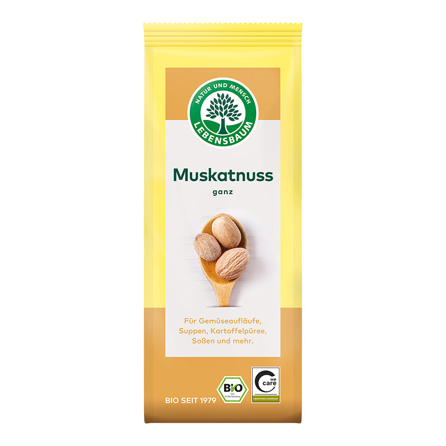 Bio Gewürz Muskatnuss, ganz von Lebensbaum, 3 Stück, vegan