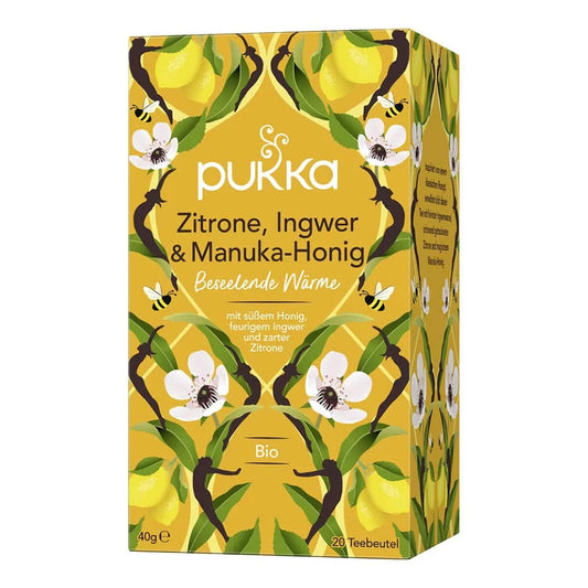 Pukka Bio Tee Zitrone, Ingwer & Manuka-Honig, 20 Teebeutel