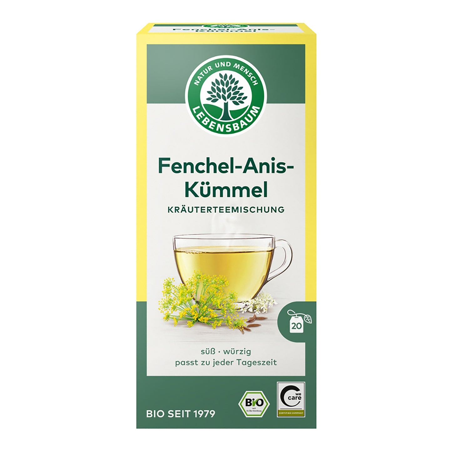 Bio-Kräutertee Fenchel-Anis-Kümmel von Lebensbaum, 20 Teebeutel