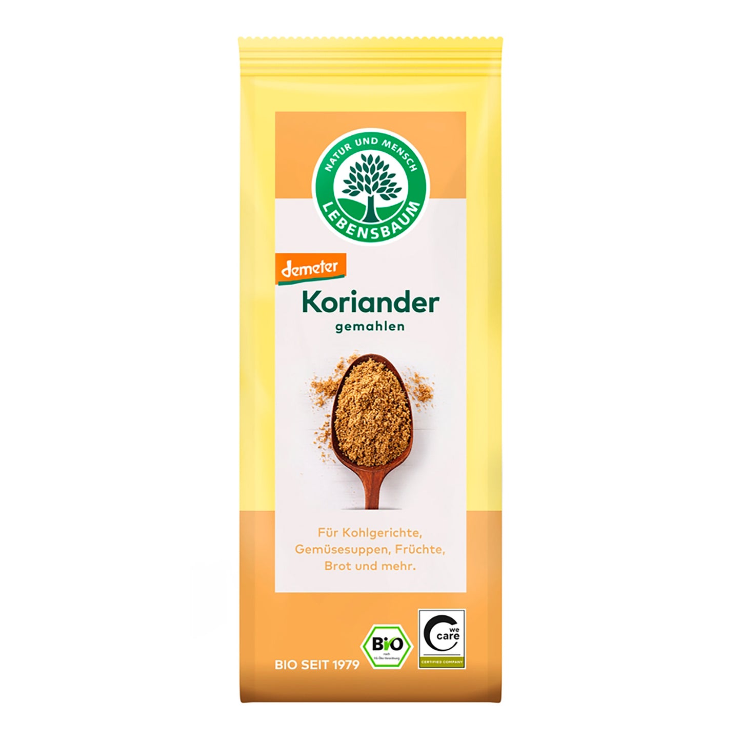Koriander gemahlen von Lebensbaum in Demeter-Qualität, 40 g – Bio-Gewürz für Curry, Brot, Gemüsegerichte, Reis, Suppen und orientalische Küche