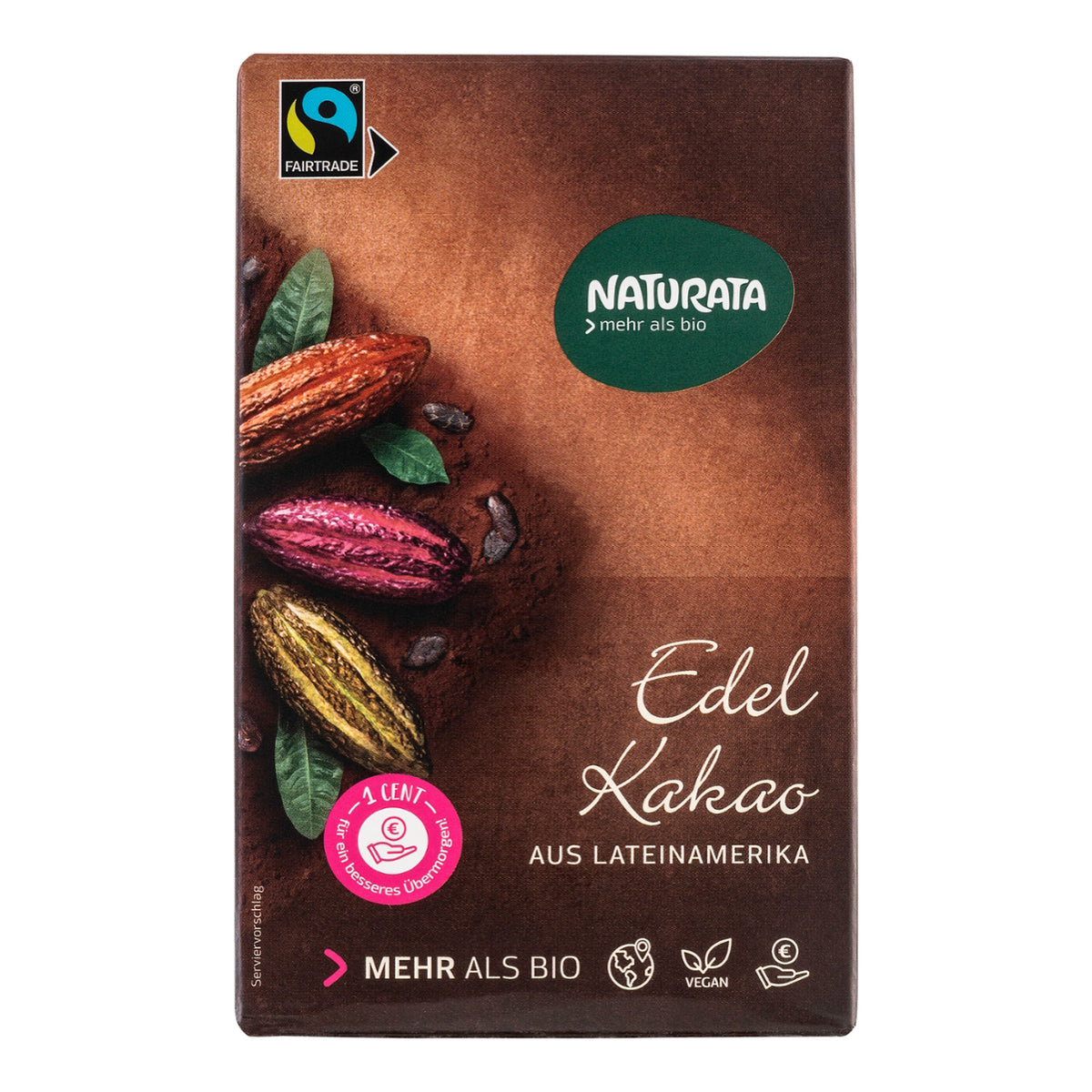 Naturata Bio-Edelkakao aus Lateinamerika, 125 g, schwach entöltes Kakaopulver,