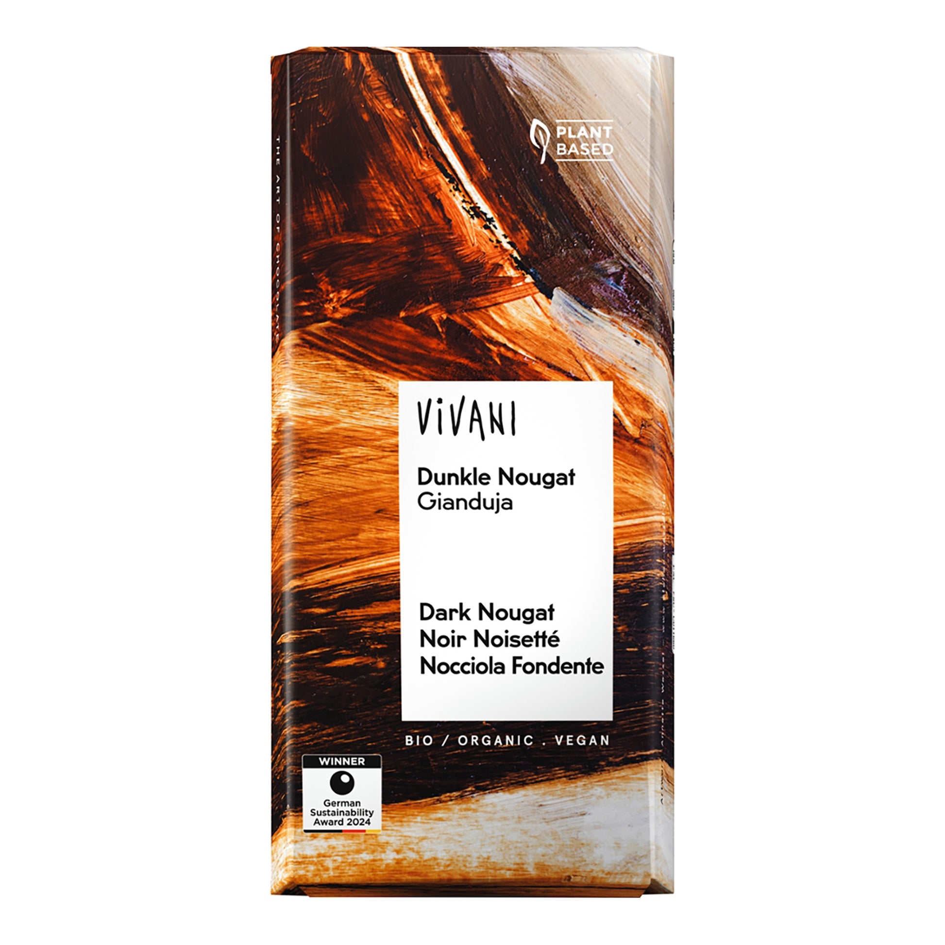 Vegane Bio-Bitterschokolade mit Gianduja-Nougat und Haselnüssen von Vivani, 80g, ohne Milch und Lecithin
