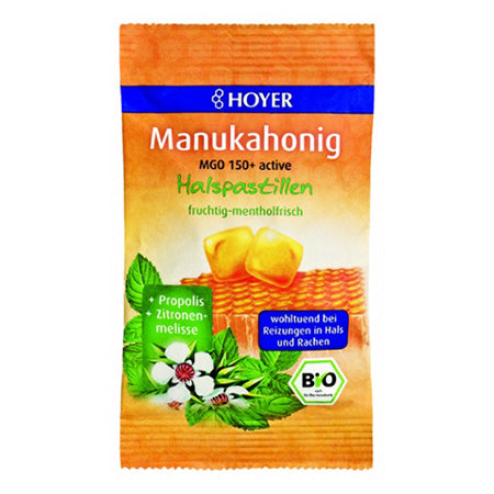 Hoyer Bio Manukahonig Halspastillen, 30g, mit echtem neuseeländischen Manukahonig
