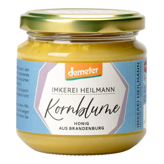 Demeter Kornblumenhonig kräftig würzig, aromatischer Bio Honig mit Karamellnote, 250g