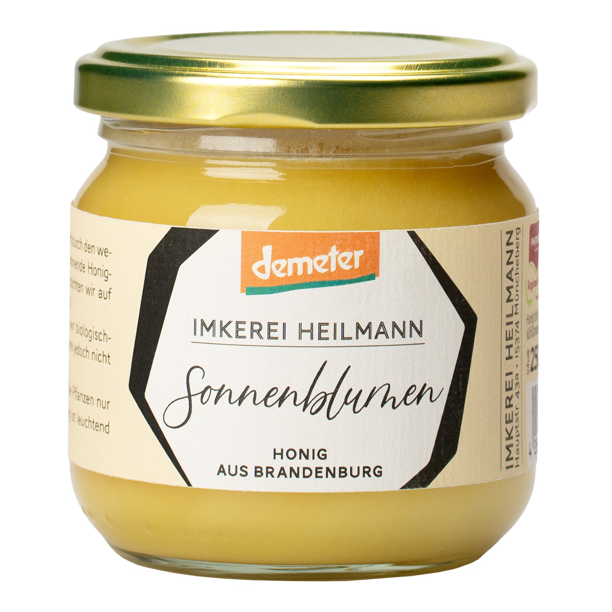 Demeter Sonnenblumenhonig cremig und fruchtig, naturbelassener Bio Honig, 250g