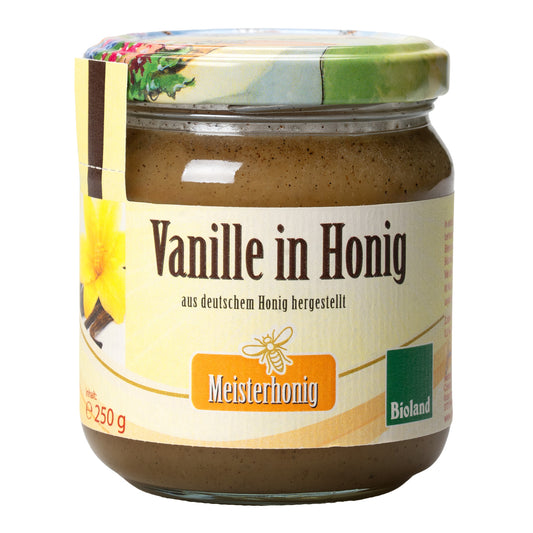 Cremiger Bio Frühjahrsblütenhonig mit Vanille, 250g