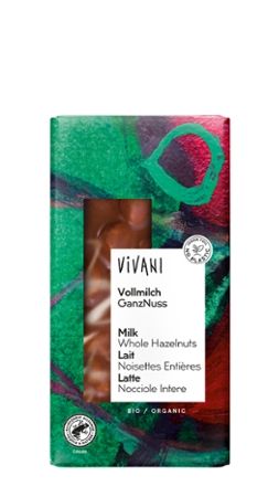 Vivani Vollmilch Bio Schokolade GanzNuss, 100g