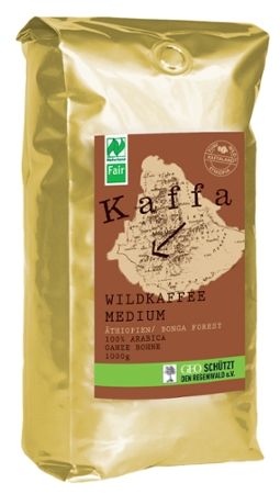 Kaffa Bio Wildkaffee, medium, ganze Bohne, 100% Arabica, 1000g