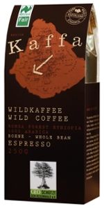 Kaffa Bio Wildkaffee, Espresso, ganze Bohne, 250g