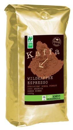 Kaffa Bio Wildkaffee, Espresso, ganze Bohne, 1000g